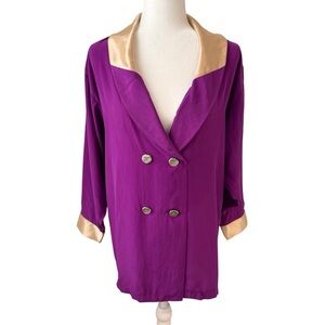 Vintage Miss Dior Purple & Gold Double-Breasted Lightweight Blazer 80s Glam Rare